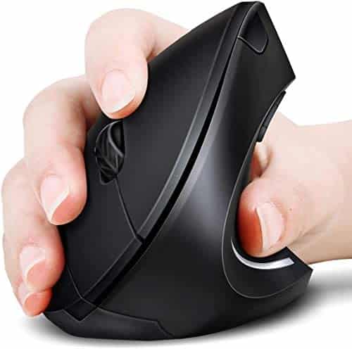 DOOMIER 2.4G Wireless Vertical Ergonomic Optical Mouse, Reduce Wrist Pain, 6 Buttons 3 Adjustable DPI 1000/1600/2000 Levels, Better Performance for PC, Desktop, Laptop – Black No Charger