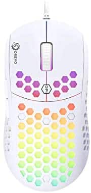 DREVO Falcon Full RGB Lightweight 70g Wired Gaming Mouse 16000DPI Optical Sensor (PixArt PMW 3389), 1000Hz Report Rate, 400IPS, Ultra-Soft Cable and Honeycomb Shell, White