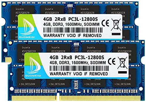 DUOMEIQI 8GB Kit ( 2 X 4GB ) 2RX8 PC3L/ PC3-12800 PC3L/ PC3-12800S DDR3L DDR3 1600MHz so-dimm CL11 204Pin 1.35v / 1.5v Upgrade Notebook Memory Laptop ram Non-ECC Unbuffered