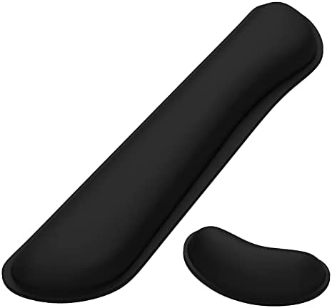 Dapesuom Enlarge Keyboard Wrist Rest Pad,Memory Foam Set Wrist Cushion Support for Easy Typing & Pain Relief,Mouse Wrist Pad,Anti-Slip Wrist Support for Gaming,Computer, Laptop, Office,Jet Black