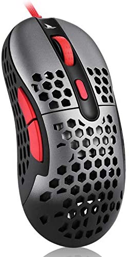 Darmoshark N1 Gaming Mouse with Lightweight Honeycomb Shell, Ultralight Ultraweave Cable PMW3389 Optical Sensor 16000 DPI – 8 Buttons -(65g)
