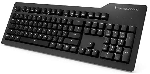 Das Keyboard Prime 13 Backlit Wired Mechanical Keyboard, Cherry MX Brown Mechanical Switches, Clean White LED Backlit Keys, USB pass-through, Aluminum Top Panel (104 keys, Black)