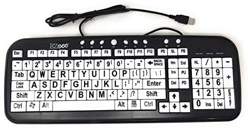 DataCal EZSee Wired USB Low Vision Keyboard – Black Characters on White Keys