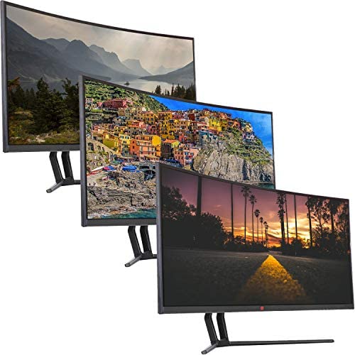 Deco Gear 3-Pack 35-inch Curved Ultrawide LED Gaming Monitor 21:9 Aspect Ratio, Crisp 2560 x 1080 Resolution, HDMI, DVI, and DP Connections Bundle with Large Extended Pro Gaming (Triple Monitors)