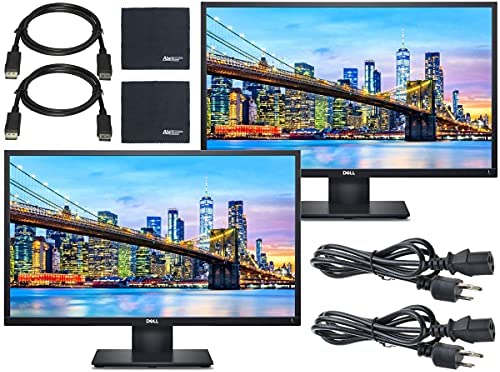 Dell E2420H 24″ 16:9 IPS Monitor + Display Port Cable + AOM Microfiber Cleaning Cloth Monitor Bundle – 2 Pack