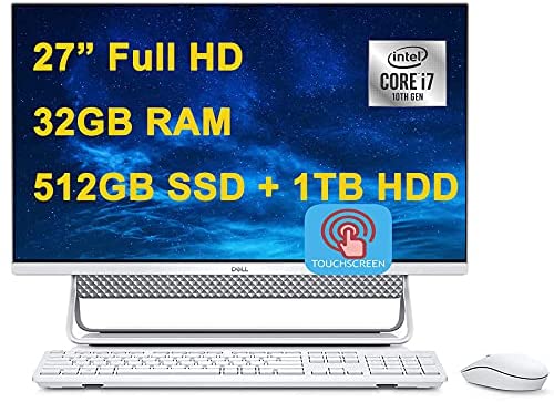 Dell Inspiron 27 7000 Flagship All in One Desktop Computer 27” Full HD Touchscreen 10th Gen Intel Quad-Core i7-10510U 32GB DDR4 512GB SSD 1TB HDD WiFi Webcam Win 10