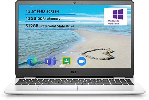 Dell Inspiron 3000 Laptop 15.6 FHD LED-Backlit Display AMD Ryzen 5 3450U Processor 12GB DDR4 RAM, 512GB SSD, Windows 10 Pro Online Meeting Class Ready, Webcam, HDMI, Bluetooth, White