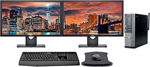 Dell Optiplex 7010 PC with 2 x 24 FHD Monitors, AC600Mbps WiFi, Wireless Keyboard and Mouse, Gel Mousepad, i7, 16GB Memory, 1TB SSD Storage, Windows 10 (Renewed)