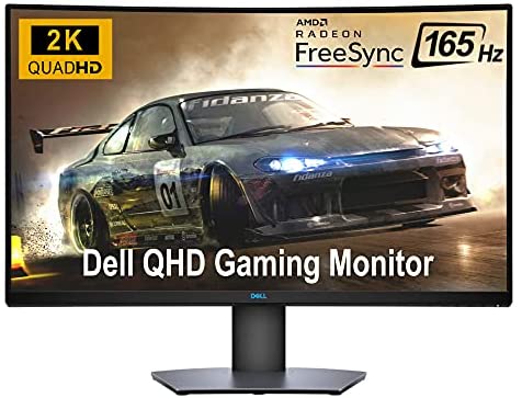 Dell Premium 32 inch 2K QHD (2560 x 1440) Gaming Monitor: Curved Screen, 165Hz Refresh Rate, 4ms Response Time, AMD Radeon FreeSync, VESA DisplayHDR 400, Wall-mountable Design, HDMI DisplayPort