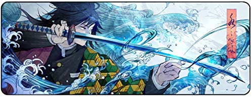Demon Slay Kimetsu No Yaiba Anime Large Extended Gaming Mouse Pad Mat, Stitched Edges, Ultra Thick 3 mm, Wide & Long Mousepad 31.5″ x 11.8″ x 0.12″ (06)