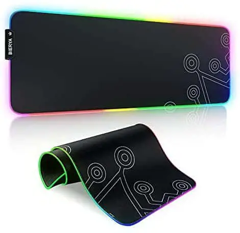 Dierya RGB Gaming Mouse Pad Large, Durable Oversized Glowing LED Extended Mousepad, Non-Slip Rubber Base Computer Soft Keyboard Pad Mat(31.3X 11.9in)