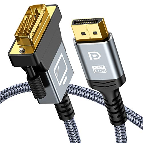 DisplayPort to DVI Cable 3ft, Capshi DVI to DisplayPort Adapter Male to Male,Gold-Plated DVI to DP Cable -Nylon Braided DVI Cables Compatible with Dell, HP, Monitor, and Other Brand