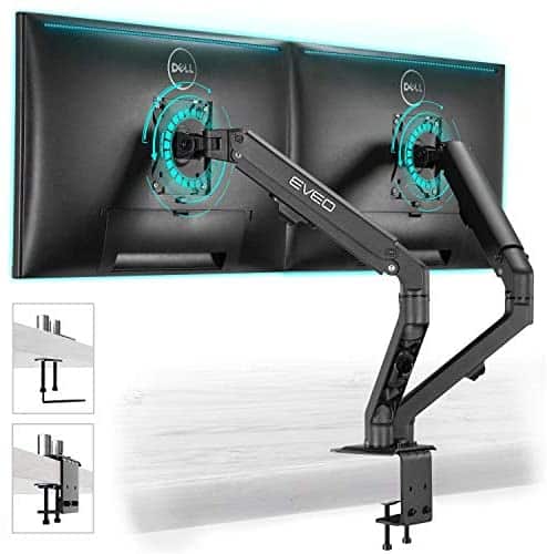 Dual Monitor Stand, Monitor Stands for 2 Monitors, Dual Monitor Mount for 17”-27” Inch or 4.4-15.4 Lbs Each Arm, Swivel VESA Mount 75x75mm or 100x100mm, Dual Monitor Arm