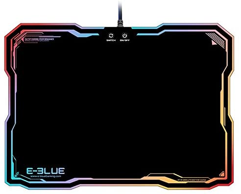 E-3LUE Hard Gaming Mouse Pad,Flashy LED Lighting Mousepad Mouse Mat Multi-Colored Backlight Effect with Autonomous on/Off,365 x 265 x 5 mm (14.4″x10.5″x0.2″)