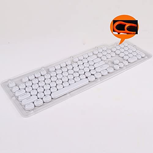 E-Element Keycap 104 Double Shot Injection Backlit Keycaps Retro Typewriter Style for all Gaming Mechanical Keyboards Keycaps with Keycap Remover White Color
