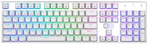 E Element Z-88 RGB Mechanical Gaming Keyboard, Red Switch – Linear & Quiet, Programmable RGB Backlit, Water Resistant, 104 Keys Anti-Ghosting for Mac PC, White (Renewed)