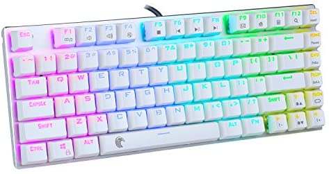 E-YOOSO 60% RGB Gaming Keyboard 81 Keys Blue Switches for PC Laptop Games, White