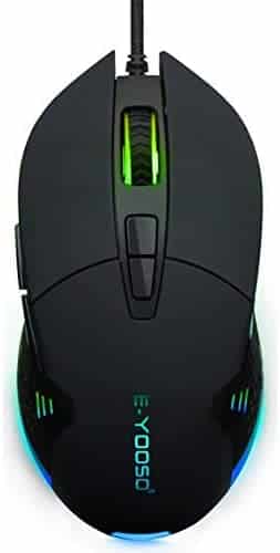 E-YOOSO Gaming Mouse Wired RGB Backlit 7 Programmable Buttons with Macro-recording, 4 Level DPI Adjustable, Ergonomic Game USB Computer Mice for PC Gamers, Windows 7/8/10/XP Vista Linux, Black