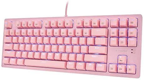 E-YOOSO K620 60% Gaming Keyboard Blue Switches 87 Key for Games and Office, Pink