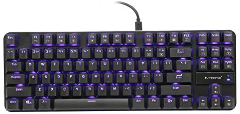 E-YOOSO K630 RGB Gaming Keyboard Super Thin and Light, 87 Key Compact Keyboard with Blue Switches, Black