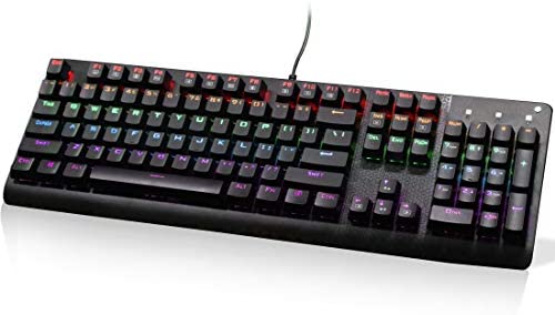 E-Yooso Mechanical Keyboard K600 Black Switches 104 Keys Gaming Keyboard 9 Modes LED Backlit Rainbow USB Wired Keyboard for Desktop Computer Laptop Windows PC