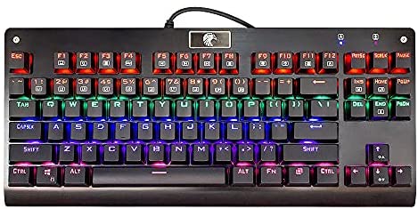 E-yooso Z-77 87-Key Mechanical Keyboard with Linear Red Switches,Tenkeyless Keybord for Professional Gaming and Typing (Black)