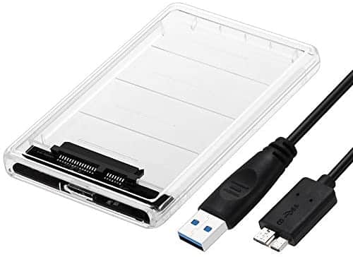 E2E Transparent Clear USB 3.0 to SATA 2.5-inch Hard Drive HDD Solid State Drive SSD High-Speed Enclosure External Case