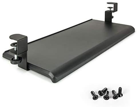 EHO Clamp-On Under Desk Keyboard Tray Underdesk Extender Table Attachment – Large Size, 27.5″ x 12.25″ for Work from Home Office Accessories
