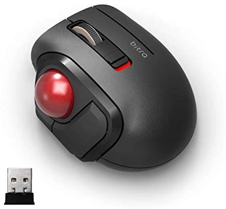 ELECOM 2.4GHz Wireless Thumb-Operated Compact-Size Trackball Mouse 5-Button Function Smooth Tracking, Less-Noise Precision Optical Gaming Sensor with Semi-Hard Case (M-MT1DRSBK)