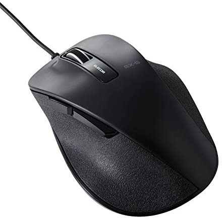 ELECOM Dr.EXG Wired Mouse 5 Buttons BlueLED Less Click Noise Mouse/Ergonomic Design/Back Forward Button 2000 DPI Gaming / Large – Black (M-XGL10UBSBK-US)