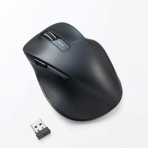 ELECOM Dr.EXG Wireless Mouse 2.4GHz 5 Buttons BlueLED Less Click Noise Mouse/Ergonomic Design/Back Forward Button 2000 DPI Gaming / Large – Black (M-XGL10DBSBK-US)