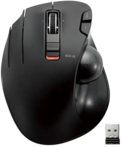 ELECOM Left-Handed 2.4GHz Wireless Thumb-operated Trackball Mouse, 6-Button Function with Smooth Tracking, Precision Optical Gaming Sensor (M-XT4DRBK) , Black