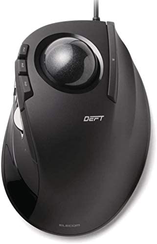 ELECOM Wired Finger-Operated Trackball Mouse DEFT Series 8-Button Function with Smooth Tracking, Precision Optical Gaming Sensor (M-DT1URBK)