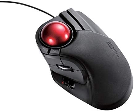 ELECOM Wired Finger-Operated Large Size Trackball Mouse 8-Button Function with Smooth Tracking, Precision Optical Gaming Sensor Palm Rest Attached (M-HT1URXBK)