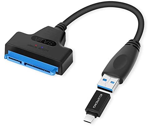 ELUTENG USB 3.0 SATA Adapter 2.5 Inch SATA to USB 3.0 Cable 22 Pin 7+15 HDD/SSD Cord Support UASP Serial ATA III Compatible for 2.5 SATA Hard Drive (USB C to SATA)