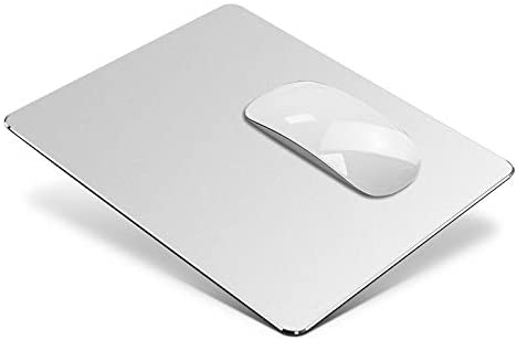 ENUSUNG Metal Mouse Pad Aluminum Hard Mousepad for Gaming and Office, Double-Sided Available Mouse Mat Waterproof and Rust-Proof for PC/Computer/Laptop/Mac/iMac (Small, Silver, 9.05×7.08 Inch)