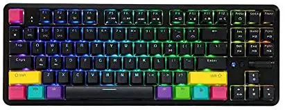 EPOMAKER Ajazz K870T 87 Keys Bluetooth Wired/Wireless Mechanical Keyboard with RGB Backlit, Type C Cable, 2000mAh Battery, NKRO for Gamer (Ajazz Red Switch, Black)