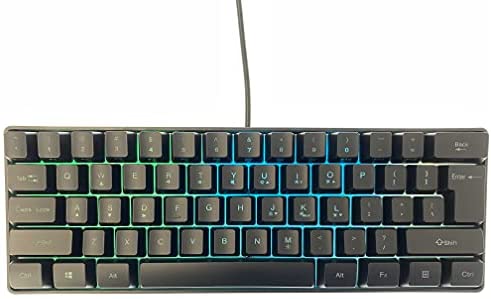 EQEOVGA 60% Percent Keyboard 60% Gaming Keyboard,RGB Backlit Mechanical Feel Gaming Keyboard, Suitable for PC Gamers (Black)