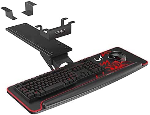 EUREKA ERGONOMIC Height Adjustable Keyboard Tray for Desks with/Without Beams, 28″x10″ Tilting Swiveling Sliding Keyboard Drawer for Gaming and Working