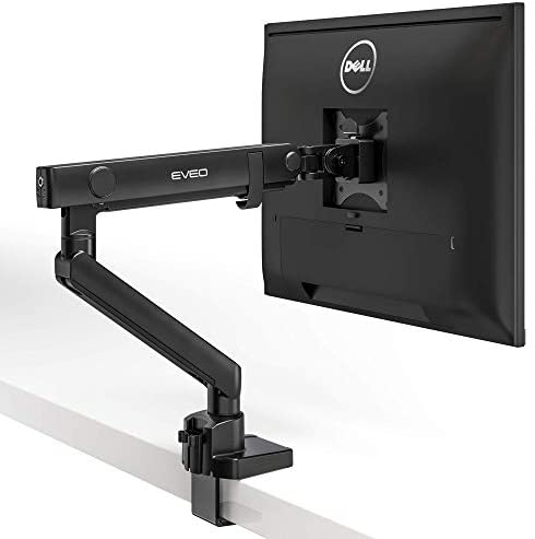 EVEO Single Monitor Arm Desk Mount – Adjustable Desk Monitor Mount – Full Swivel Dual Monitor Mount for 17” to 32” Computer Monitor VESA Compatible Screens (2 to 7Kg) (4.4-15.4lbs)