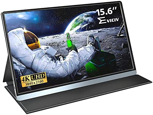 EVICIV 4K Portable Monitor 15.6’’ for Laptop, 100% sRGB Gaming Second Monitor with VESA, Mini HDMI Dual Type C for PC Phone MacBook Pro PS4 Xbox Switch, Computer External Display UHD 3840 x 2160