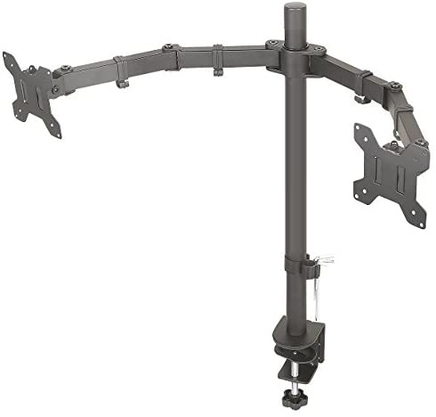 EZM Basic Dual Monitor Mount Stand Desk Clamp with Grommet Mount Option Holds Monitors up to 27″ Widescreen Uses Standard Vesa Mount (002-0007)