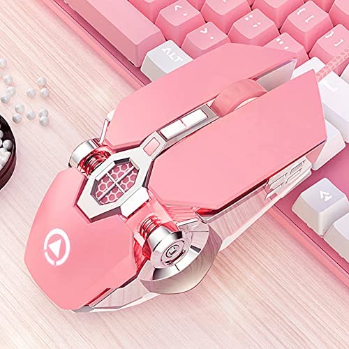 Eachbid Pink Gaming Mouse Wired Computer Mouse Mechanical Optical USB Mouse 7 Buttons, 4 Levels Adjustable DPI Up to 3200, RGB Backlit, Sound Click PC Mouse for Girls Gamer Windows/Vista/Mac