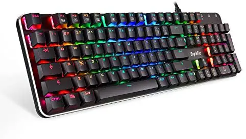 EagleTec KG050-BR RGB Backlit Mechanical Gaming Keyboard Low Profile Mechanical Gamers Keyboard 104 Key Metal Mechanical Computer USB Gaming Keyboard for PC Quiet Cherry Brown Switches (BLACK VERSION)