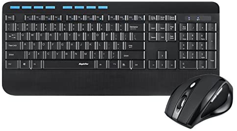 EagleTec KM130 2.4GHz Wireless Combo Multimedia Full Size Keyboard with Numeric Keypad and Mouse