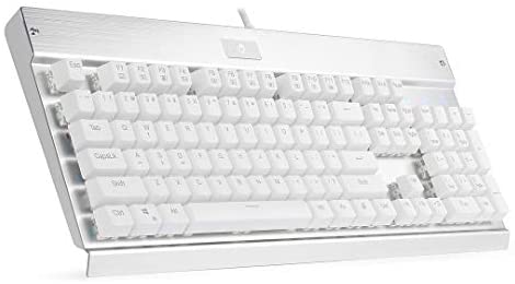 Eagletec KG010 Mechanical Keyboard Wired Ergonomic Brown Switches Equivalent for Office PC Home or Business (White Keyboard Not Backlit)