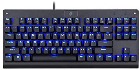 Eagletec KG040 Mechanical Gaming Keyboard Blue LED RGB Backlit Wired with Clicky Blue Switches Equivalent Compact Tenkeyless with 87 Keys for Windows PC (Black)