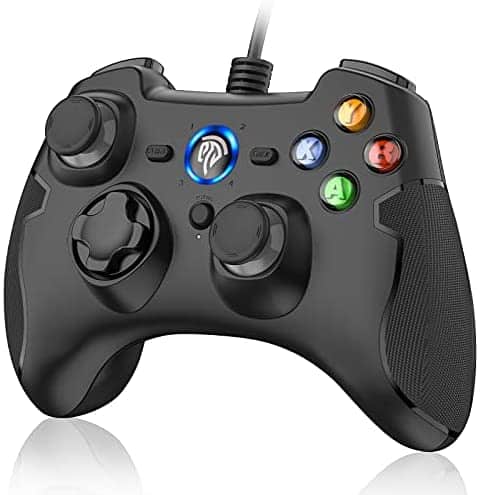 EasySMX Wired Gaming Controller,PC Game Controller Joystick with Dual-Vibration Turbo and Trigger Buttons for Windows/Android/ PS3/ TV Box(Black)