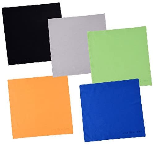 Eco-Fused Large Microfiber Cleaning Cloths – 5 Pack – 8 x 8 inch – Perfect for Wide Screen TVs, Large Computer Monitors- Also for Cleaning Glasses, Camera Lenses, Laptops and LCD Screens
