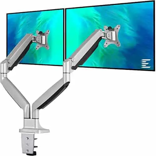 EleTab Dual Monitor Mount Stand Full Motion Swivel Gas Spring LCD Arm Fits for 2 Computer Screens 13 to 32 inches – Each Arm Holds up to 19.8 lbs